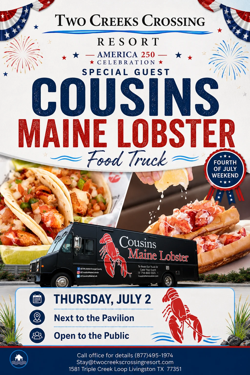 Cousins Maine Lobster event flyer