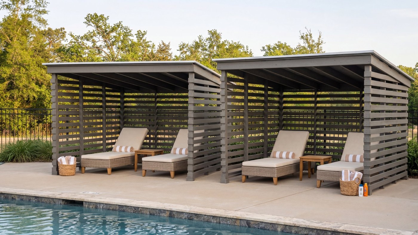 Private Poolside Cabanas at Two Creeks Crossing Resort