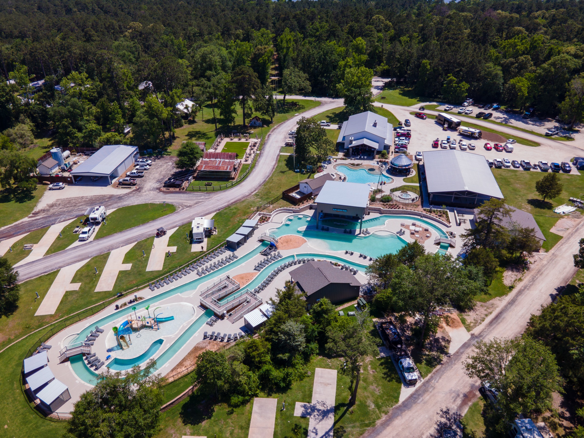 Blue Bayou Bend lazy river and water play area